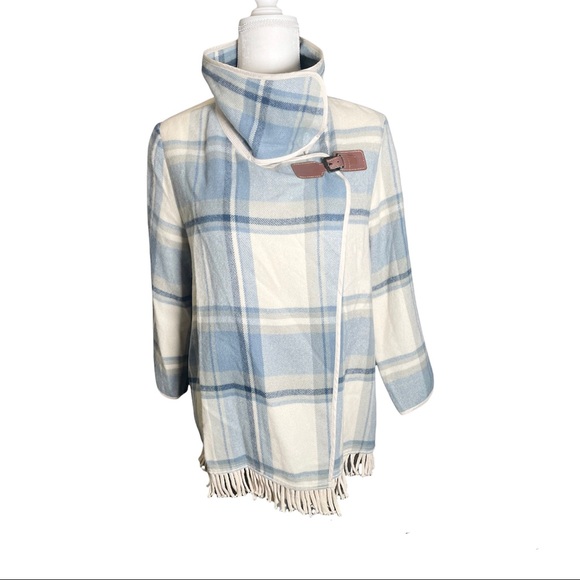 Multiples Sweaters - Multiples Cozy Buckle Wrap Fringe Sweater